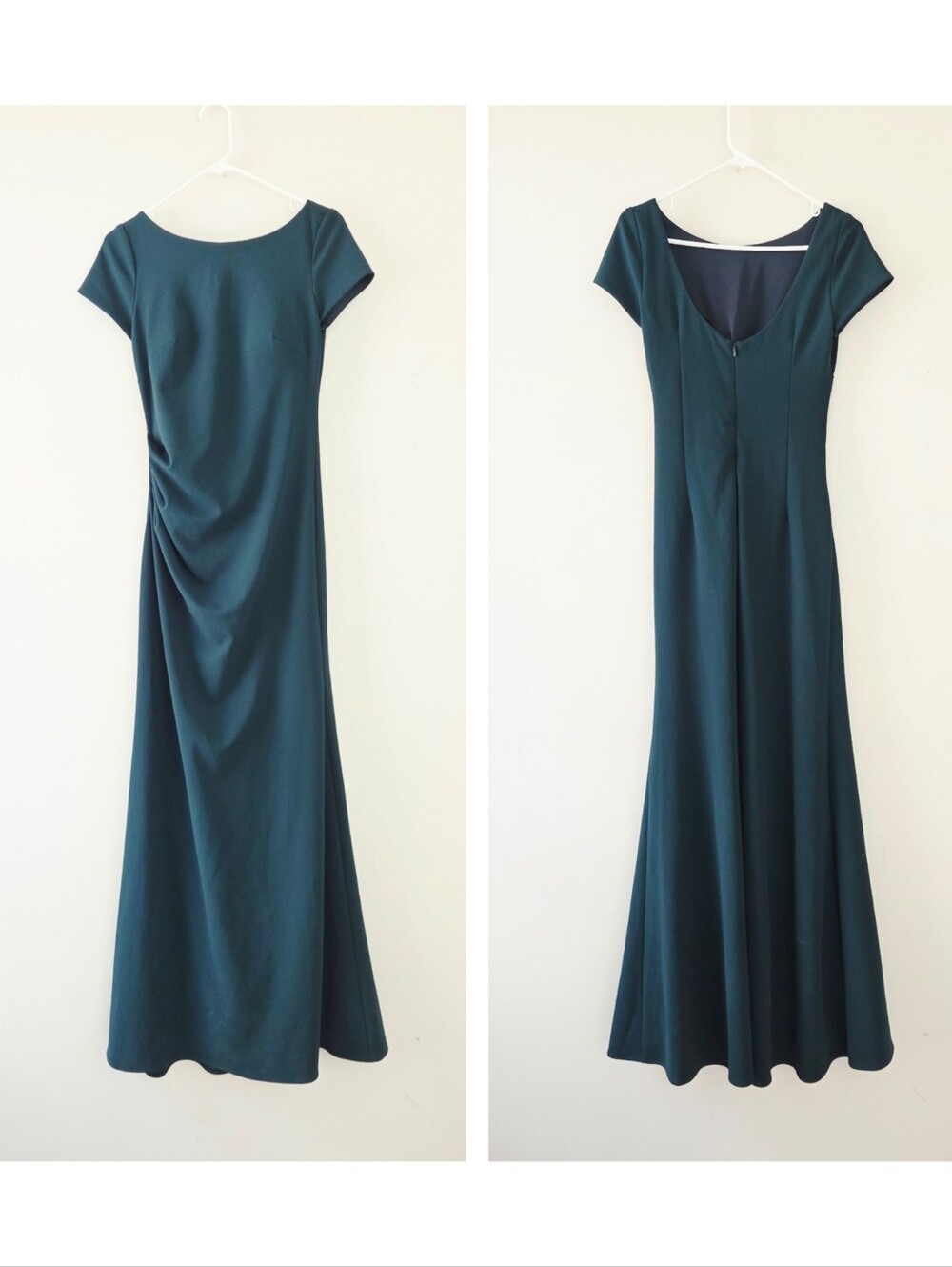 BHLDN Matisse Cap Sleeve Dark Emerald Green Teal Gown Size 6 - Picture 2 of 6